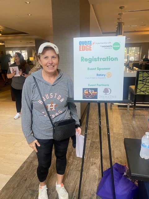 Lori at an Over The Edge fundraiser benefiting The Women's Home
